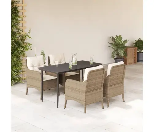 5-Osaline Aiamööbli Komplekt Patjadega, Beež, Polürotang