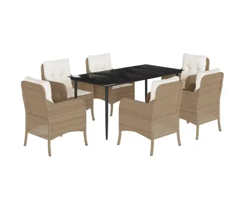7-Osaline Aiamööbli Komplekt Patjadega, Beež, Polürotang