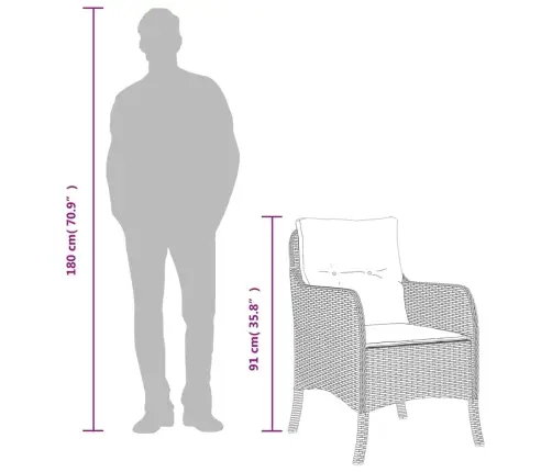 3-Daļīgs Dārza Mēbeļu Komplekts, Matrači, Bēša Pe Rotangpalma Vidaxl