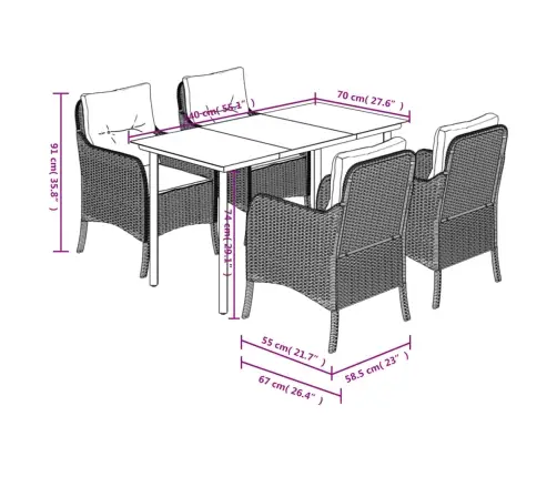 5-Daļīgs Dārza Mēbeļu Komplekts, Matrači, Bēša Pe Rotangpalma Vidaxl