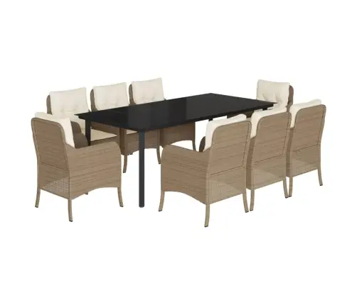 9-Osaline Aiamööbli Komplekt Patjadega, Beež, Polürotang