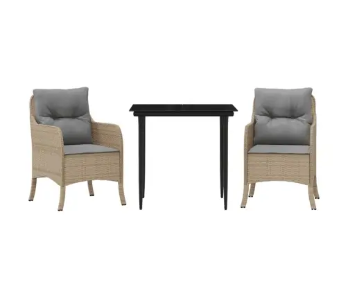 3-Osaline Aiamööbli Komplekt Patjadega, Beež, Polürotang