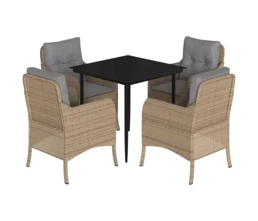 5-Osaline Aiamööbli Komplekt Patjadega, Beež, Polürotang