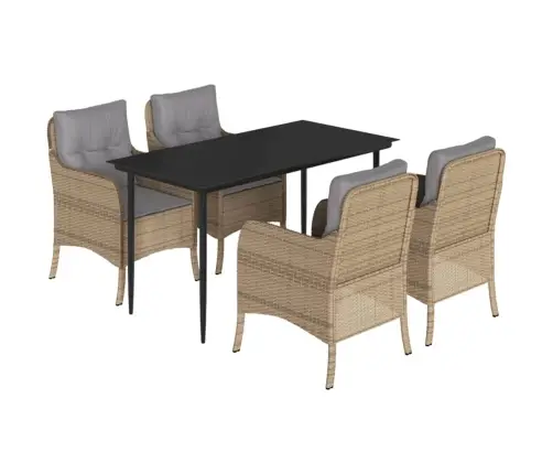 5-Daļīgs Dārza Mēbeļu Komplekts, Matrači, Bēša Pe Rotangpalma Vidaxl