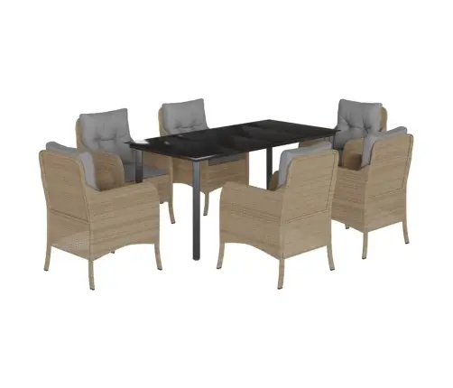 7-Osaline Aiamööbli Komplekt Patjadega, Beež, Polürotang