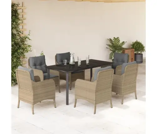 7-Osaline Aiamööbli Komplekt Patjadega, Beež, Polürotang