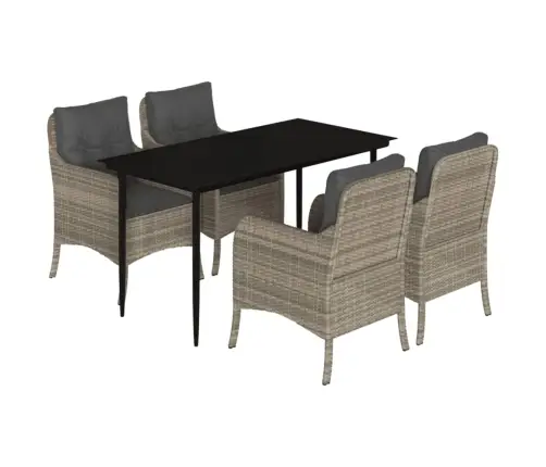 5-Osaline Aiamööbli Komplekt Patjadega, Helehall, Polürotang