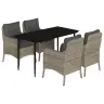 5-Osaline Aiamööbli Komplekt Patjadega, Helehall, Polürotang
