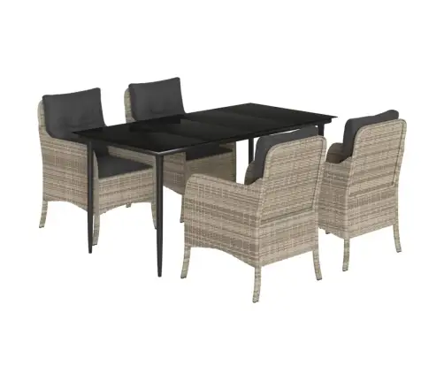 5-Osaline Aiamööbli Komplekt Patjadega, Helehall, Polürotang