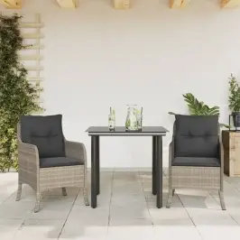 3-Osaline Aiamööbli Komplekt Patjadega, Helehall, Polürotang