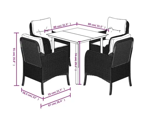 5-Daļīgs Dārza Mēbeļu Komplekts, Matrači,Gaiši Pelēka Pe Pinums Vidaxl