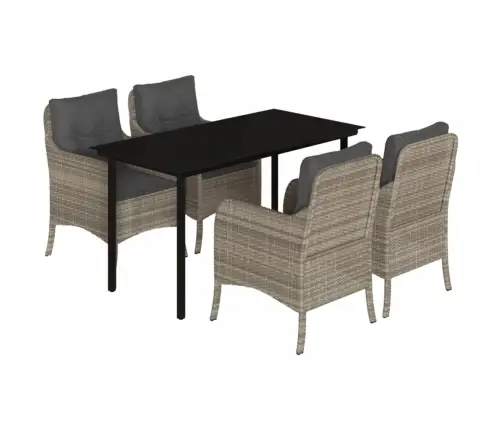 5-Daļīgs Dārza Mēbeļu Komplekts, Matrači,Gaiši Pelēka Pe Pinums Vidaxl