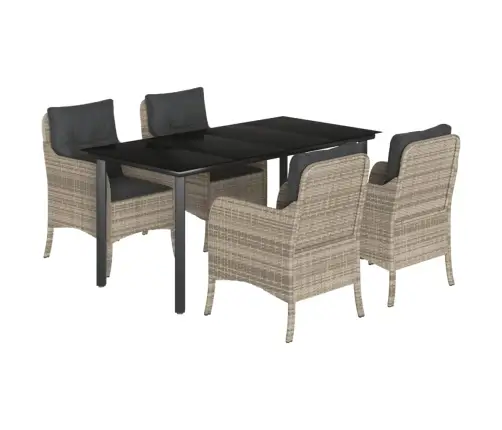 5-Osaline Aiamööbli Komplekt Patjadega, Helehall, Polürotang