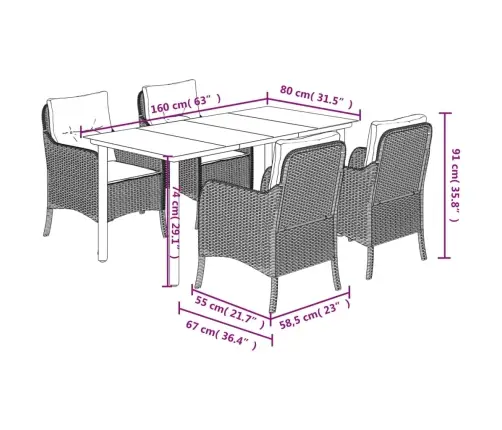 5-Osaline Aiamööbli Komplekt Patjadega, Helehall, Polürotang