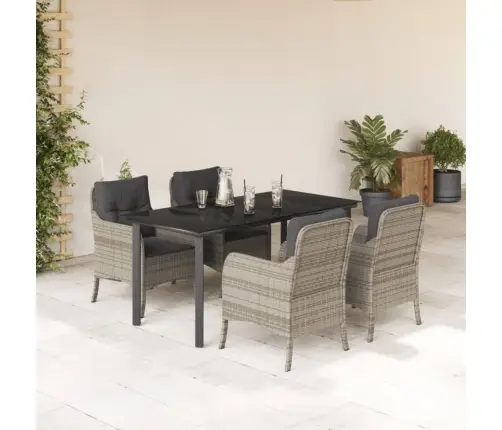 5-Osaline Aiamööbli Komplekt Patjadega, Helehall, Polürotang