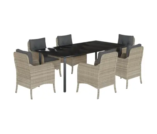 Sodo Komplektas Su Pagalvėlėmis, 7 Dalių, Pilkas, Poliratanas