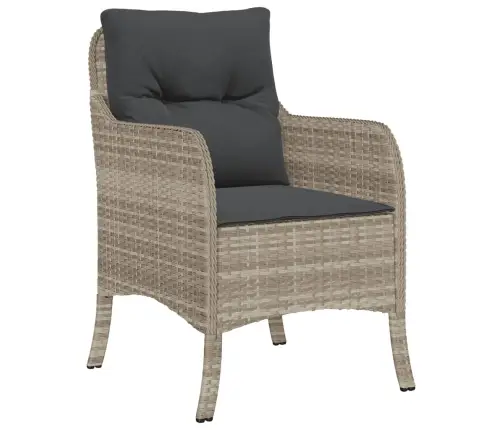 9-Daļīgs Dārza Mēbeļu Komplekts, Matrači,Gaiši Pelēka Pe Pinums Vidaxl