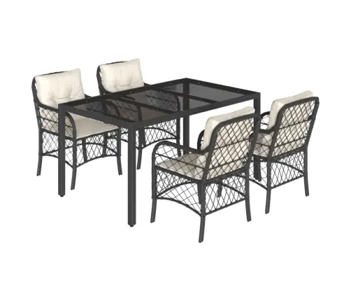 Sodo Komplektas Su Pagalvėlėmis, 5 Dalių, Juodas, Poliratanas