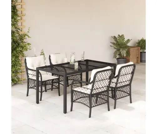 Sodo Komplektas Su Pagalvėlėmis, 5 Dalių, Juodas, Poliratanas