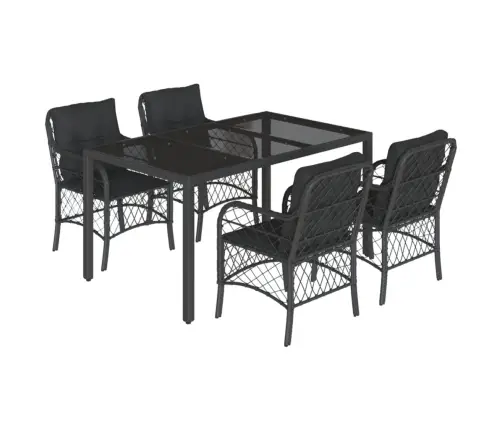 Sodo Komplektas Su Pagalvėlėmis, 5 Dalių, Juodas, Poliratanas