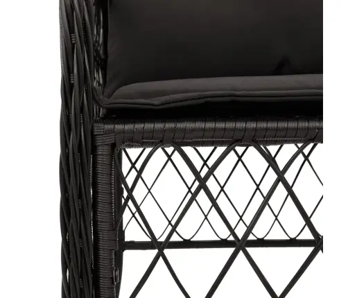 7-Osaline Aiamööblikomplekt Patjadega, Must, Polürotang