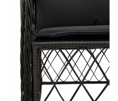 9-Daļīgs Dārza Mēbeļu Komplekts, Matrači, Melns, Pe Rotangpalma Vidaxl