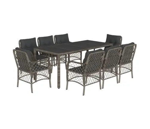 Sodo Komplektas Su Pagalvėlėmis, 9 Dalių, Pilkas, Poliratanas