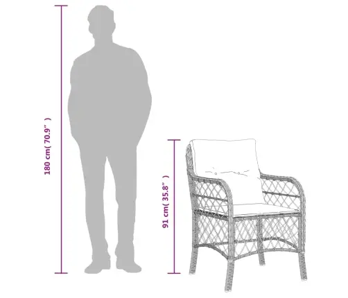 Bistro Komplektas Su Pagalvėlėmis, 3 Dalių, Juodas, Poliratanas