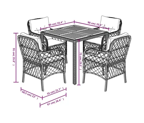Sodo Komplektas Su Pagalvėlėmis, 5 Dalių, Juodas, Poliratanas