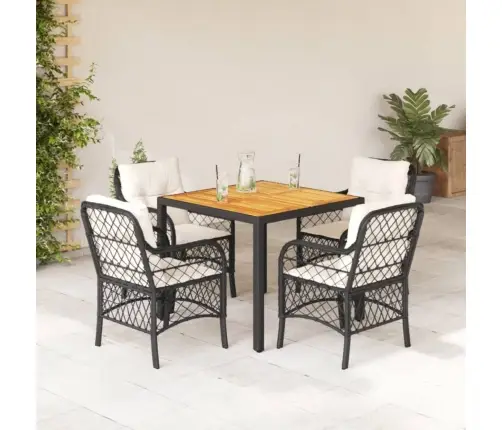 Sodo Komplektas Su Pagalvėlėmis, 5 Dalių, Juodas, Poliratanas