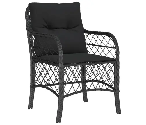 3-Daļīgs Bistro Mēbeļu Komplekts, Matrači, Melna Pe Rotangpalma Vidaxl