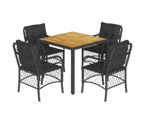 5-Osaline Aiamööbli Komplekt Patjadega, Must, Polürotang