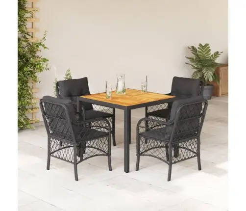 5-Osaline Aiamööbli Komplekt Patjadega, Must, Polürotang