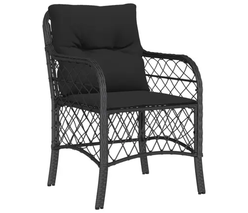 9-Daļīgs Dārza Mēbeļu Komplekts, Matrači, Melns, Pe Rotangpalma Vidaxl