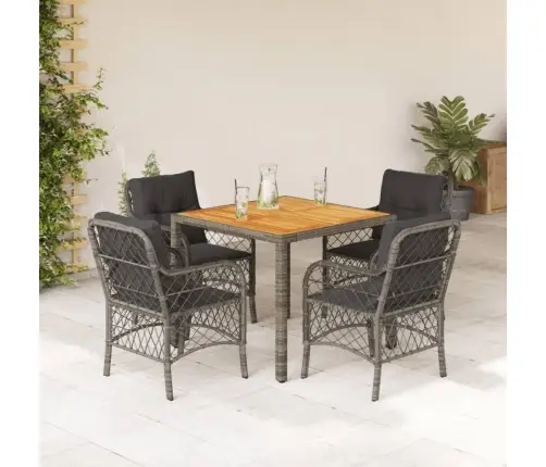 5-Daļīgs Dārza Mēbeļu Komplekts, Matrači, Pelēka Pe Rotangpalma Vidaxl