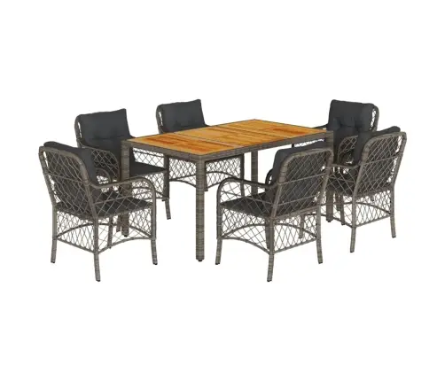 7-Osaline Aiamööbli Komplekt Patjadega, Hall, Polürotang