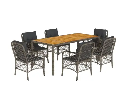 Sodo Komplektas Su Pagalvėlėmis, 7 Dalių, Pilkas, Poliratanas