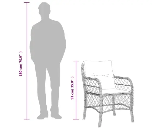 9-Daļīgs Dārza Mēbeļu Komplekts, Matrači, Melns, Pe Rotangpalma Vidaxl