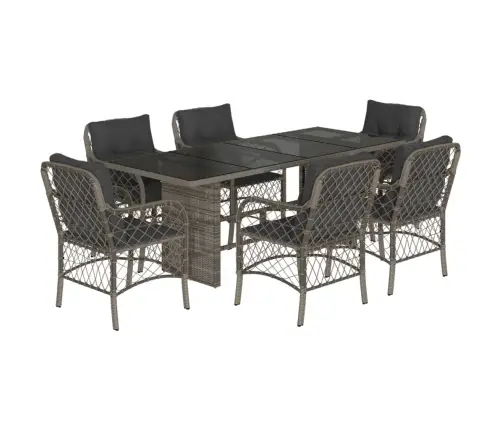 7-Osaline Aiamööbli Komplekt Patjadega, Hall, Polürotang