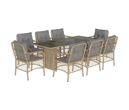 9-Daļīgs Virtuves Mēbeļu Komplekts Ar Matračiem, Pe Rotangpalma Vidaxl