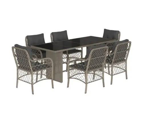 Sodo Komplektas Su Pagalvėlėmis, 7 Dalių, Pilkas, Poliratanas