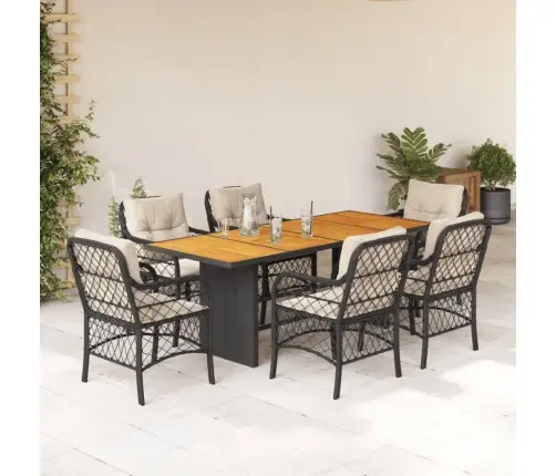 7-Daļīgs Dārza Mēbeļu Komplekts Ar Matračiem, Pe Rotangpalma Vidaxl