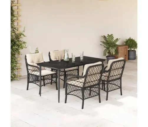 5-Osaline Aiamööbli Komplekt Patjadega, Must, Polürotang