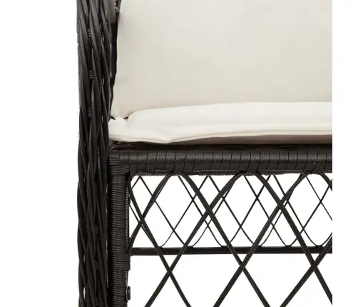 7-Osaline Aiamööblikomplekt Patjadega, Must, Polürotang