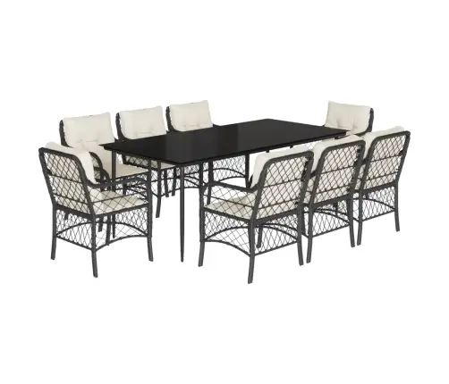 Sodo Komplektas Su Pagalvėlėmis, 9 Dalių, Juodas, Poliratanas