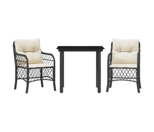 3-Osaline Bistrookomplekt Patjadega, Must, Polürotang