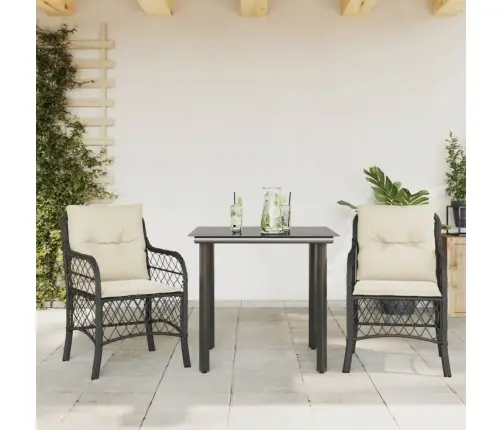 3-Osaline Bistrookomplekt Patjadega, Must, Polürotang