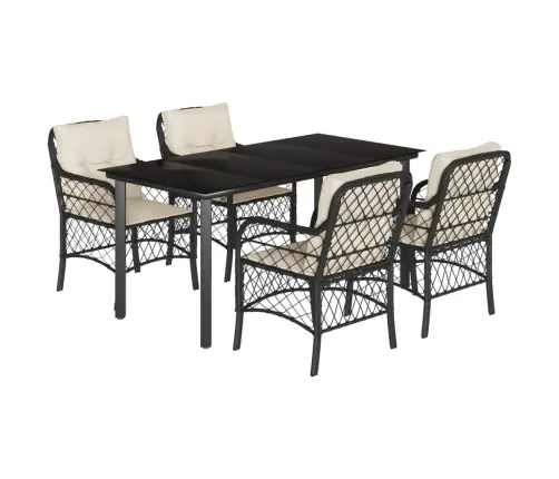 5-Daļīgs Dārza Mēbeļu Komplekts, Matrači, Melna Pe  Rotangpalma Vidaxl 5-Daļīgs Dārza Mēbeļu Komplekts, Matrači, Melna Pe  Rotangpalma Vidaxl