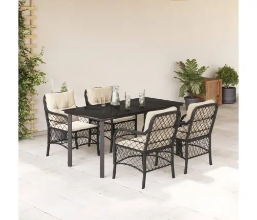 5-Daļīgs Dārza Mēbeļu Komplekts, Matrači, Melna Pe  Rotangpalma Vidaxl 5-Daļīgs Dārza Mēbeļu Komplekts, Matrači, Melna Pe  Rotangpalma Vidaxl