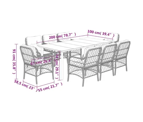 Sodo Komplektas Su Pagalvėlėmis, 9 Dalių, Juodas, Poliratanas